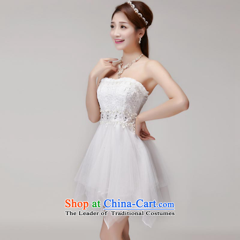 The estimated real concept of NZ 8881#2015 manually staple pearl summer diamond temperament and Sau San chest dresses bridesmaid groups dress skirt apricot S, Niue, the , , , shopping on the Internet