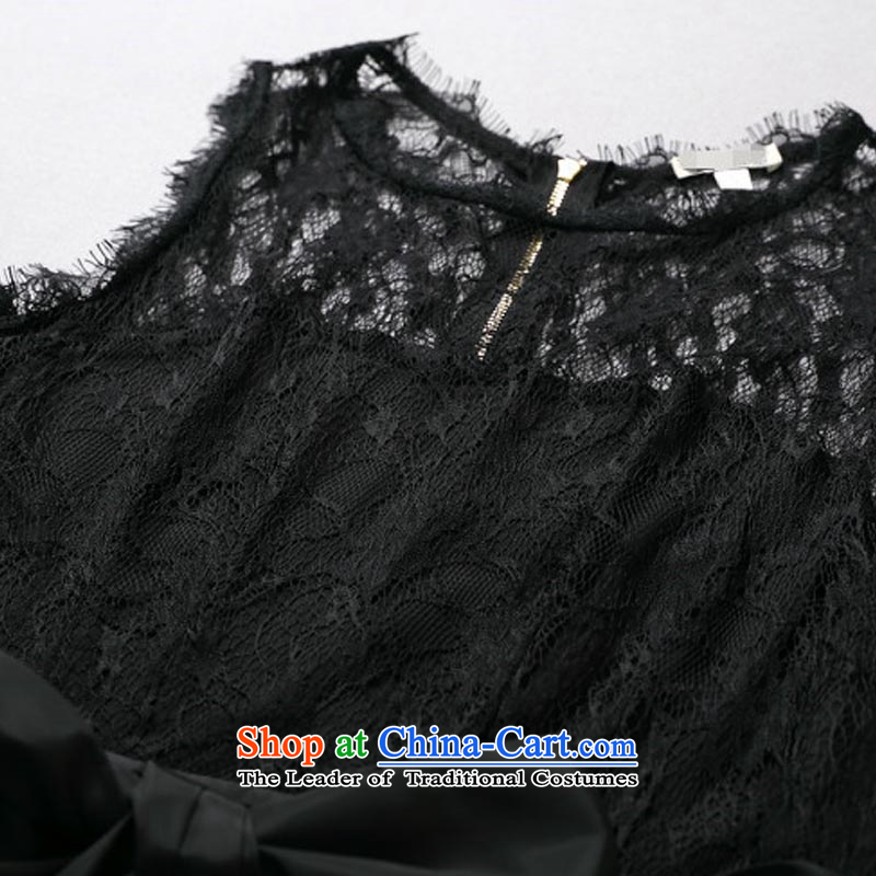 The estimated 128 # new NZ) Yang Ying and sexy stars lace stitching leopard dresses dress black , L, Niue, the , , , shopping on the Internet