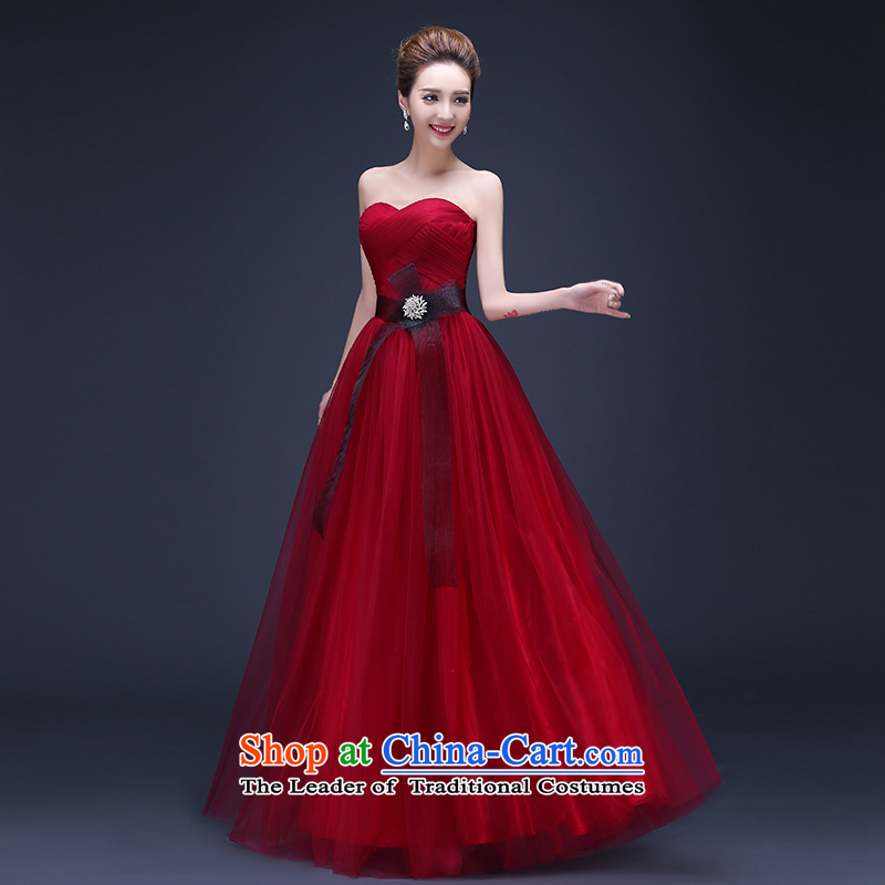 The Korean version of the new 2015 Red long marriage bows to wipe the chest video thin summer annual bride evening dresses red XL suzhou embroidery brides, shipment has been pressed shopping on the Internet