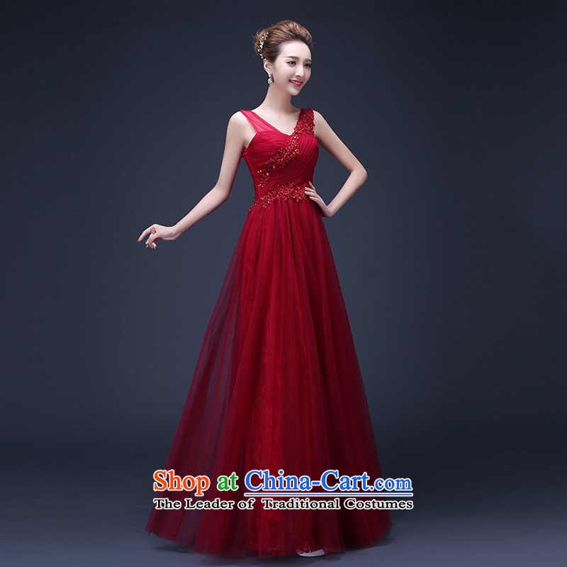2015 new bride Summer Wedding Dress Sau San long red shoulders bows services under the auspices of the annual dinner dress red XXXL suzhou embroidery brides, shipment has been pressed shopping on the Internet