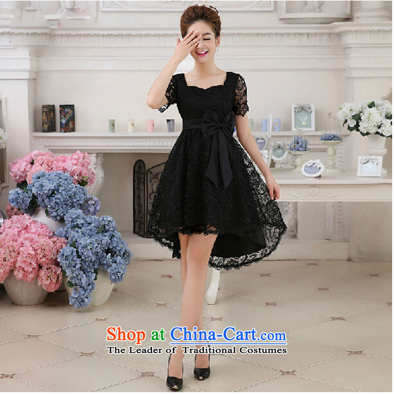 2015 Spring New short black 2-shoulder marriages bridesmaid service banquet dinner dress white dresses summer female black , L, pure love bamboo yarn , , , shopping on the Internet