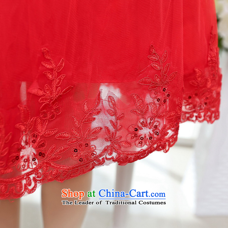 Summer 2015 new sexy bare shoulders Foutune of video thin humorous short trendy small dark red dress XL, m baroque shopping on the Internet has been pressed.