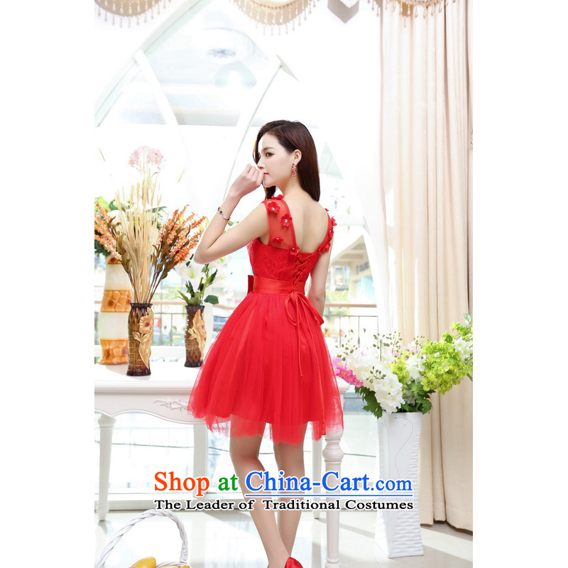 Summer 2015 new bon bon under the trends of the Sau San network elegant flowers half small red dress , L, M baroque shopping on the Internet has been pressed.