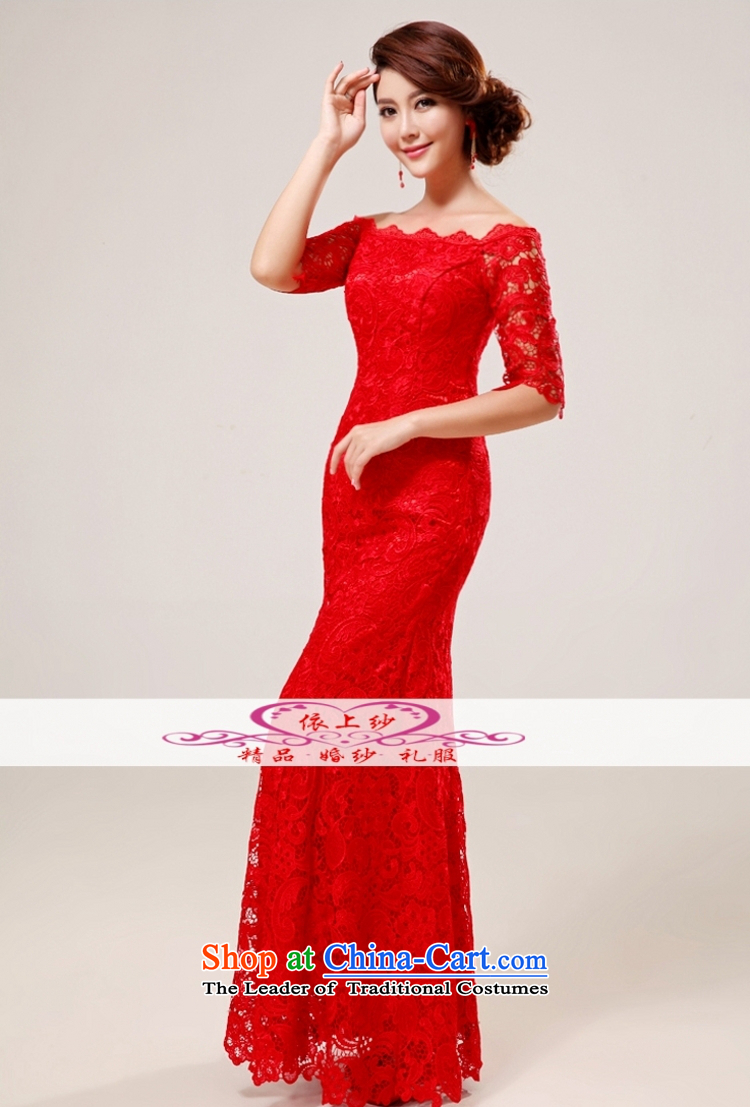Yong-yeon and 2015 New lace a qipao field in shoulder bows cuff straps improved red bride wedding dress red long XL Photo, prices, brand platters! The elections are supplied in the national character of distribution, so action, buy now enjoy more preferential! As soon as possible.