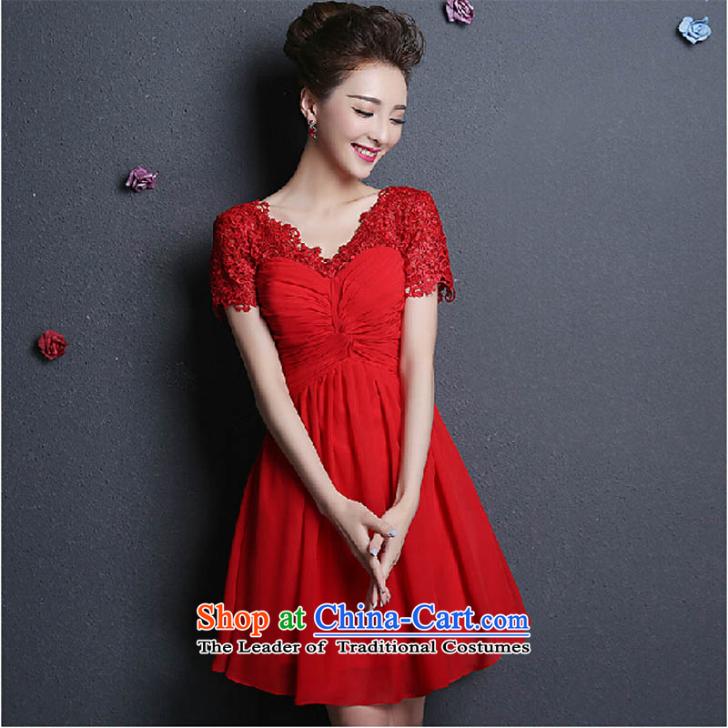 2015 new lace wedding dresses, small short skirt evening dress performances bride red bridesmaid dresses serving drink red XXXXL, plain love bamboo yarn , , , shopping on the Internet