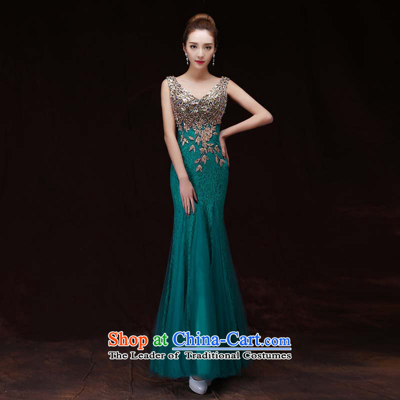 Evening dress Summer 2015 new marriages banquet bows to the moderator dress Golden Girls long green , Sau San pure love bamboo yarn , , , shopping on the Internet