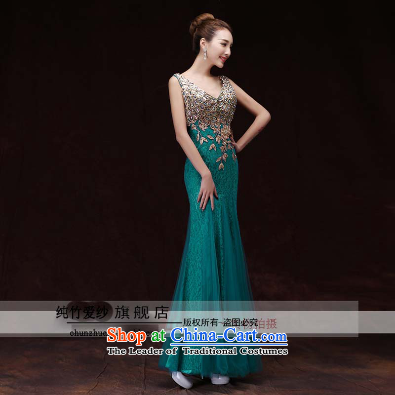 Evening dress Summer 2015 new marriages banquet bows to the moderator dress Golden Girls long green , Sau San pure love bamboo yarn , , , shopping on the Internet