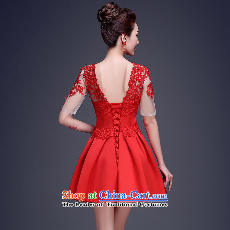 Beverly Ting 2015 new bride Services Mr Ronald short bows of long-sleeved lace wedding dress the betrothal of red dress shoulder RED M, Beverly (tingbeier ting) , , , shopping on the Internet