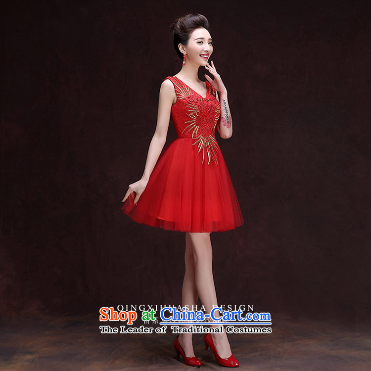 Qing Hua yarn new dress the Word 2015 autumn and winter shoulder V-Neck retro embroidery bridal dresses marriage bows services RED M picture, prices, brand platters! The elections are supplied in the national character of distribution, so action, buy now enjoy more preferential! As soon as possible.