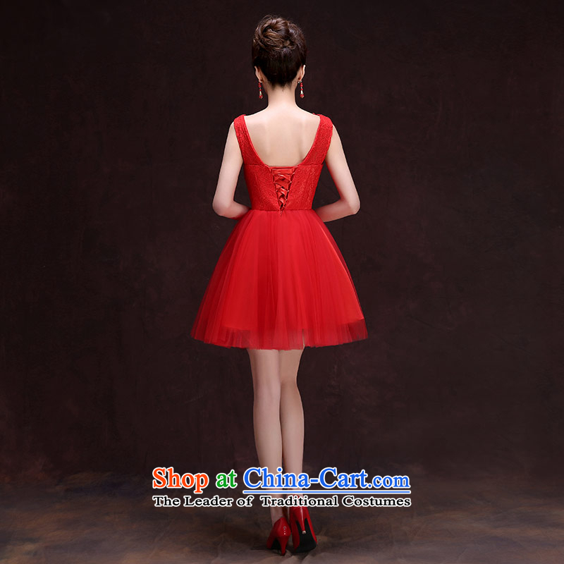 Qing Hua yarn new dress the Word 2015 autumn and winter shoulder V-Neck retro embroidery bridal dresses marriage bows to the feelings of China Red M yarn , , , shopping on the Internet