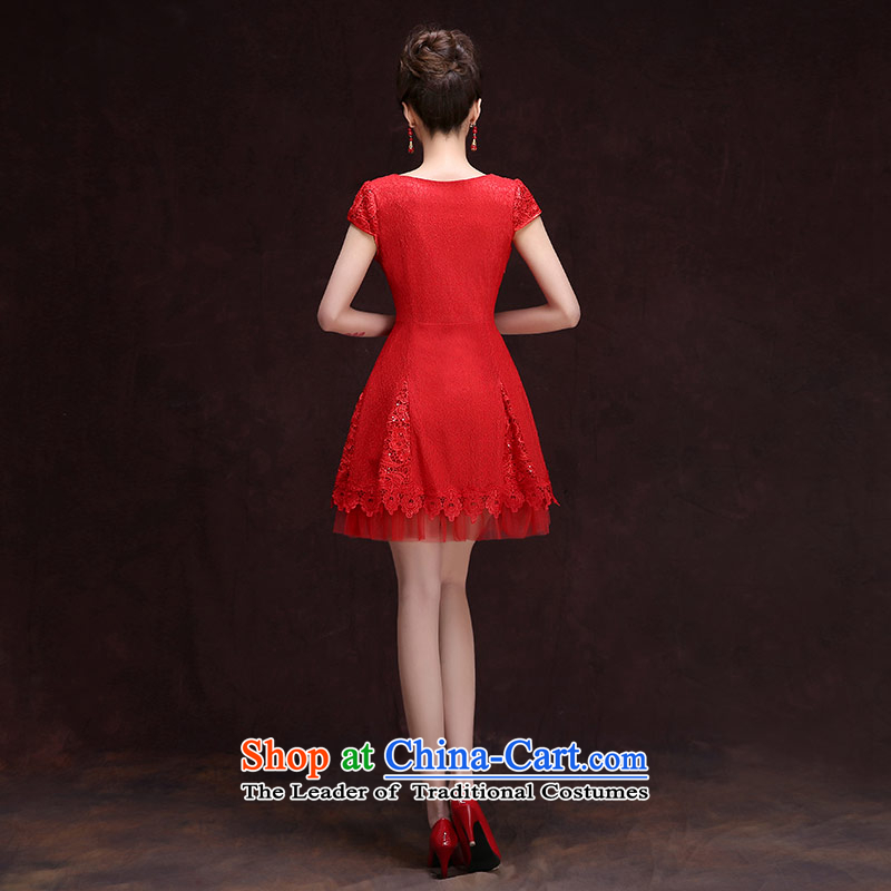 Qing Hua yarn new dresses 2015 Summer sexy V-Neck shoulder Korean word bride bows to Red M Qing Hua yarn , , , shopping on the Internet