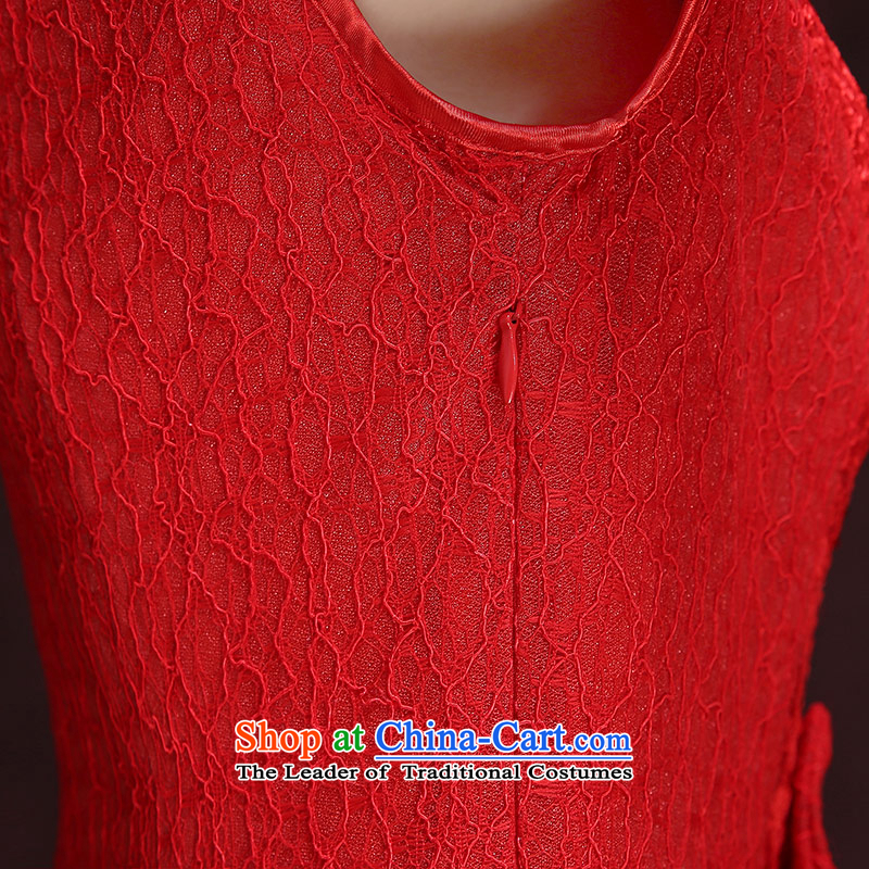 Qing Hua yarn new dresses 2015 Summer sexy V-Neck shoulder Korean word bride bows to Red M Qing Hua yarn , , , shopping on the Internet