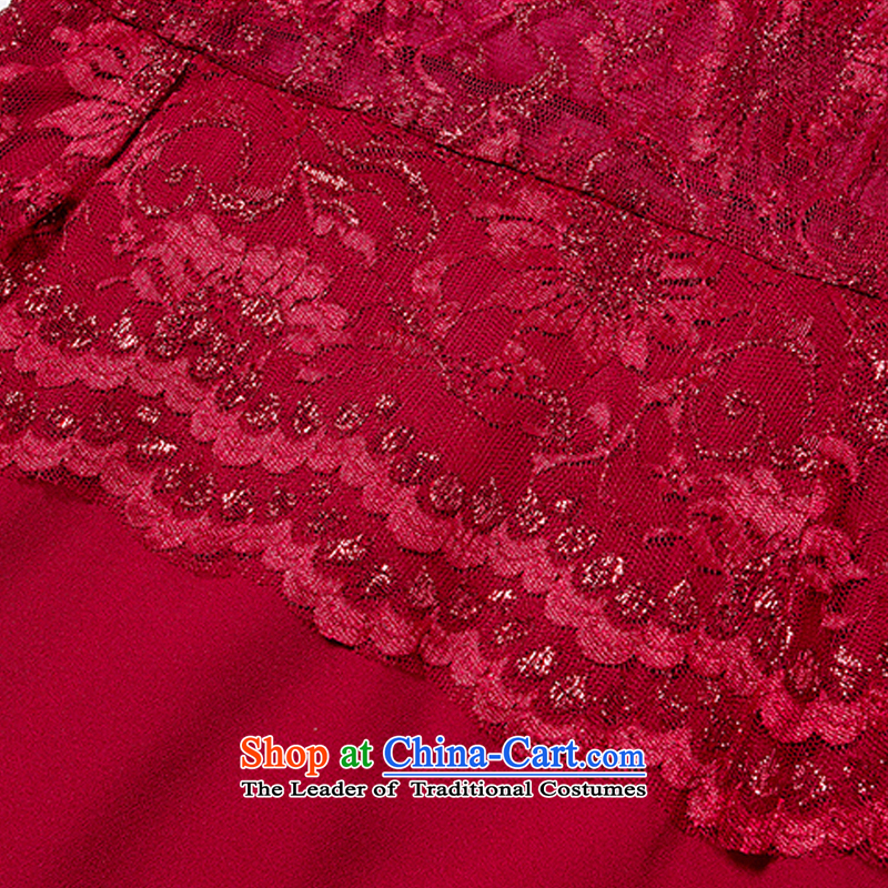 Mrs Ure 2015 Summer Kosovo mother large middle-aged dresses Silk Cheongsam wedding dress happy Sau San 6371 Skirt Red M Kosovo Lucy (woxi) , , , shopping on the Internet