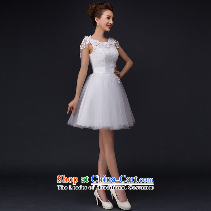 Qing Hua yarn new dresses 2015 romantic word lace shoulder straps thin korea video edition small dress bridesmaid Services White XL, Qing Hua yarn , , , shopping on the Internet