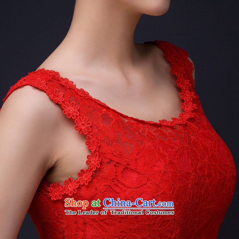 Qing Hua yarn new dresses 2015 romantic and elegant lace a field of video thin short shoulder small dress bride round-neck collar bows services RED M Qing Hua yarn , , , shopping on the Internet