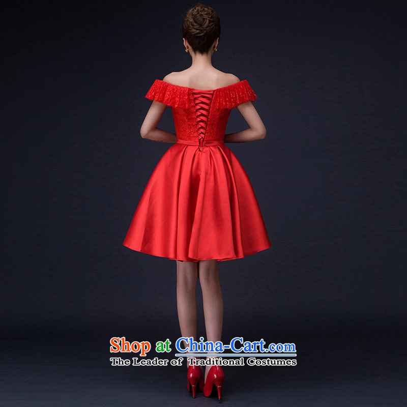 Qing Hua yarn new dresses Romantic Summer 2015 princess lace a shoulder and sexy bare shoulders video thin Foutune of integrated with small red dress marriages bows as the size of the Red service does not accept the return of the Qing Hua yarn , , , shopping on the Internet