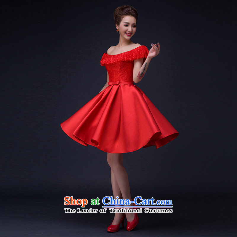 Qing Hua yarn new dresses Romantic Summer 2015 princess lace a shoulder and sexy bare shoulders video thin Foutune of integrated with small red dress marriages bows as the size of the Red service does not accept the return of the Qing Hua yarn , , , shopping on the Internet