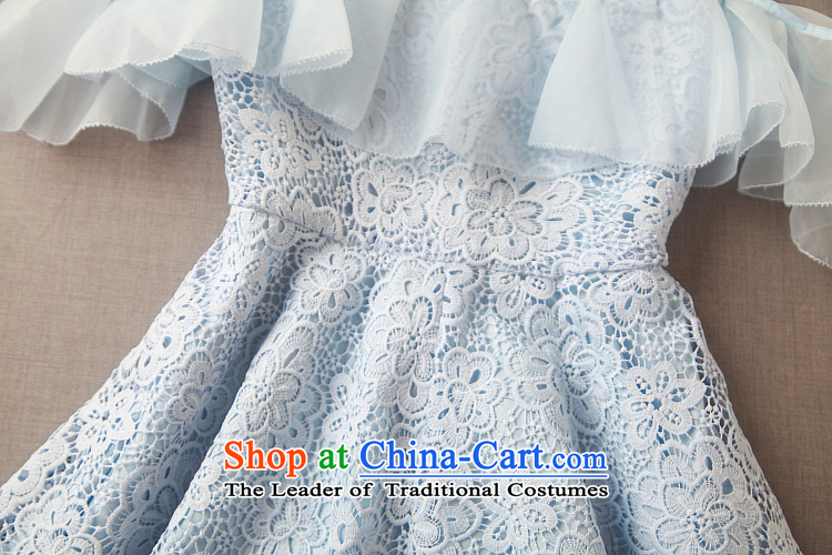Caynova2015 summer the new Europe and the heavy industry the stylish yarn billowy flounces water-soluble embroidery dress skirt light blue XL Photo, prices, brand platters! The elections are supplied in the national character of distribution, so action, buy now enjoy more preferential! As soon as possible.