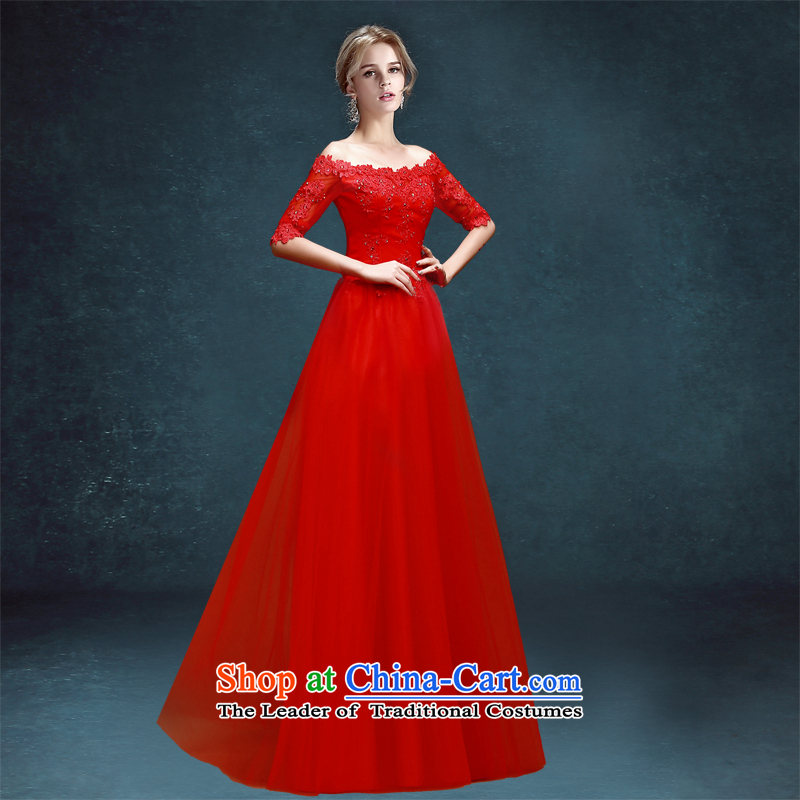 Each high toasting champagne bride services Connie stylish 2015 new word wedding dress shoulder long red dress female red banquet tailored, does not allow for every JIAONI stephanie () , , , shopping on the Internet