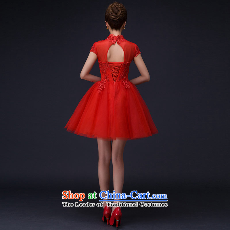 Qing Hua yarn wedding dresses 2015 new autumn and winter retro collar package word cuff shoulders back and sexy small red dress XL, Qing Hua yarn , , , shopping on the Internet