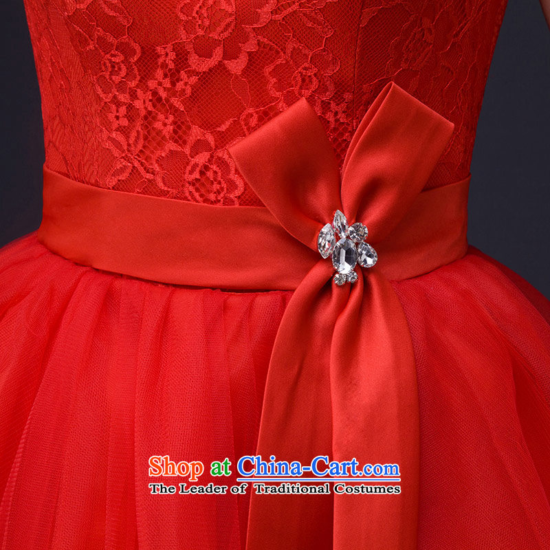 Qing Hua yarn wedding dresses 2015 new Korean word sweet shoulder diamond bow tie a small red dress red XL, Qing Hua yarn , , , shopping on the Internet