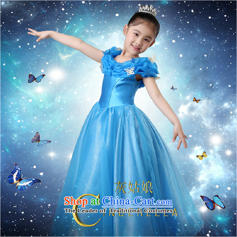 The first white into about girls dress Cinderella with Princess skirt flower girl children go graduated birthday dress show host costumes 150cm, blue and white first into about shopping on the Internet has been pressed.