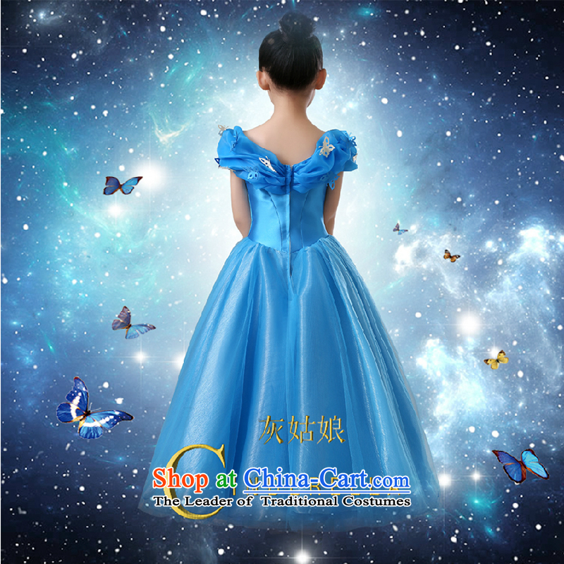 The first white into about girls dress Cinderella with Princess skirt flower girl children go graduated birthday dress show host costumes 150cm, blue and white first into about shopping on the Internet has been pressed.
