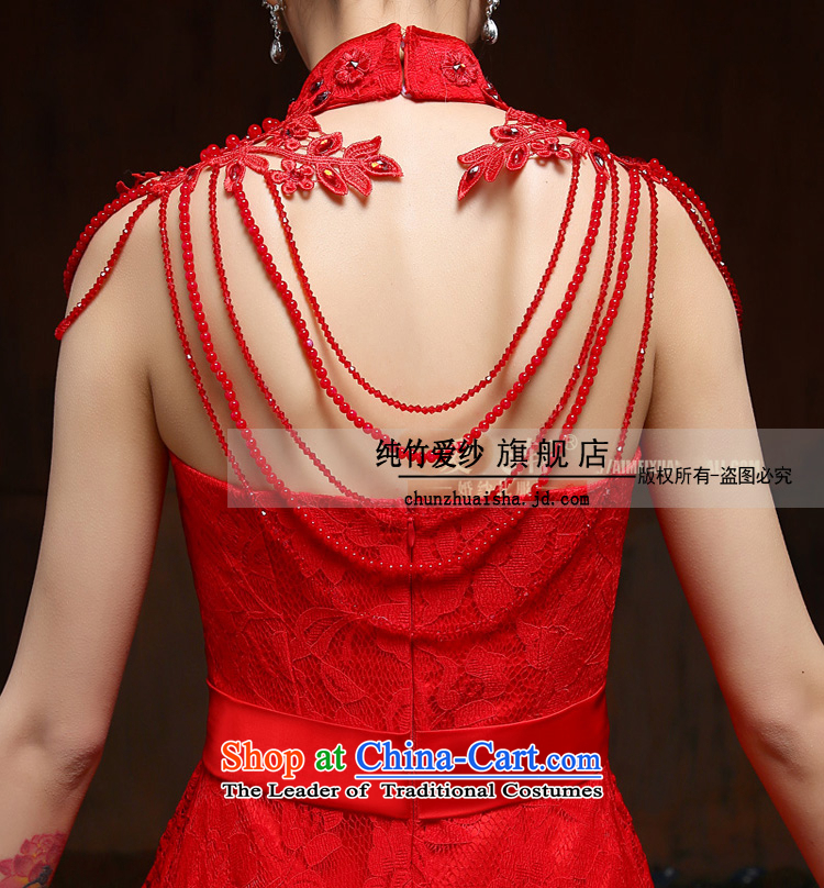 Pure Love bamboo yarn 2015 new red bride wedding dress long evening dresses evening drink service red shoulders dress RED M pictures Sau San, prices, brand platters! The elections are supplied in the national character of distribution, so action, buy now enjoy more preferential! As soon as possible.