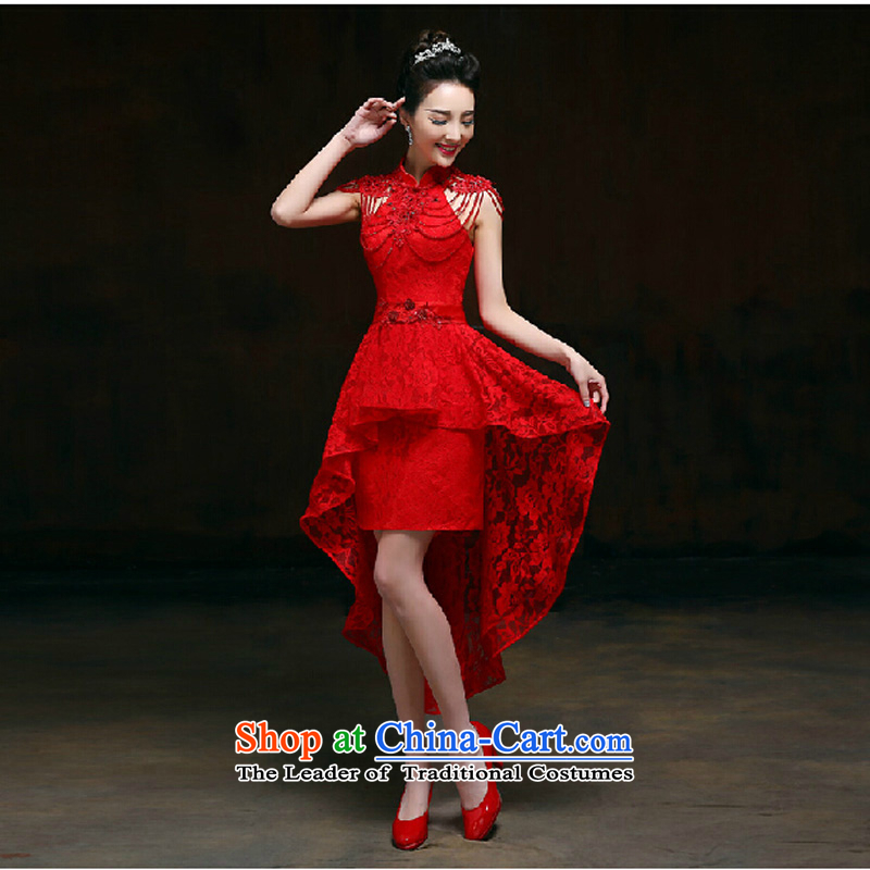 Pure Love bamboo yarn 2015 new red bride wedding dress long evening dresses evening drink service red shoulders Red Dress M pure Sau San love bamboo yarn , , , shopping on the Internet