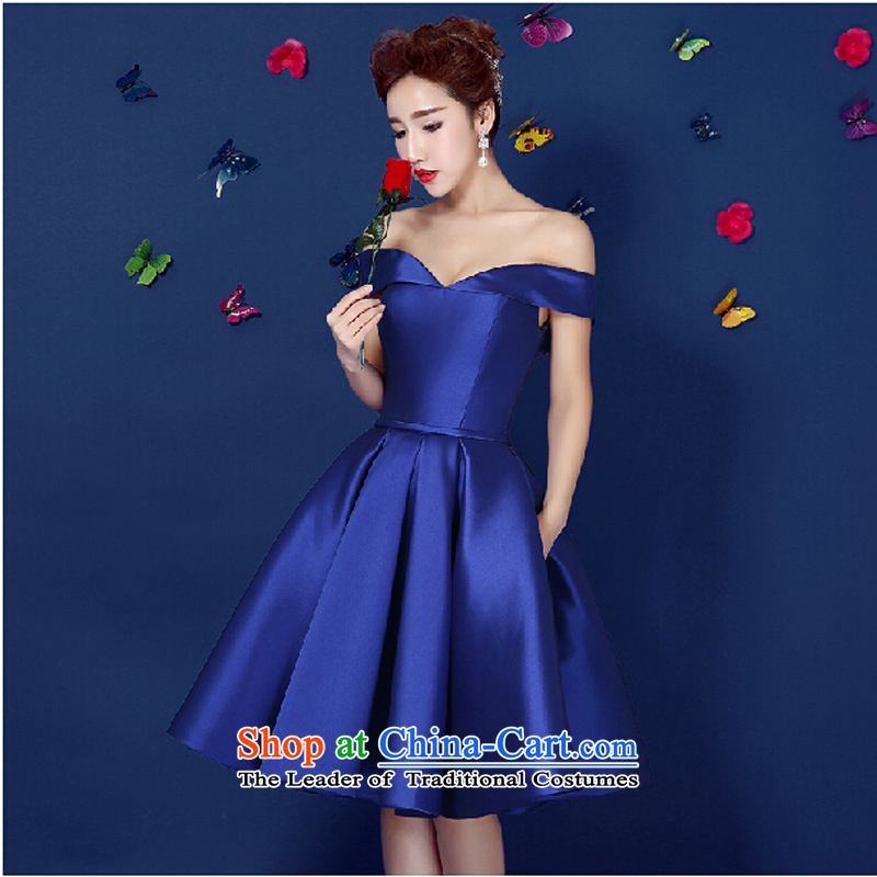Pure Love bamboo yarn upscale dinner dress 2015 Summer new Korean word lace shoulder sleeveless bride bridesmaid bows banquet annual blue , L, pure love bamboo yarn , , , shopping on the Internet