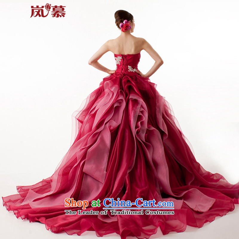 The sponsors of the original design of 2015 wrapped chest bon bon skirt multi-tier bridal dresses ceremony will dress as shown in dark red custom size, included the , , , shopping on the Internet