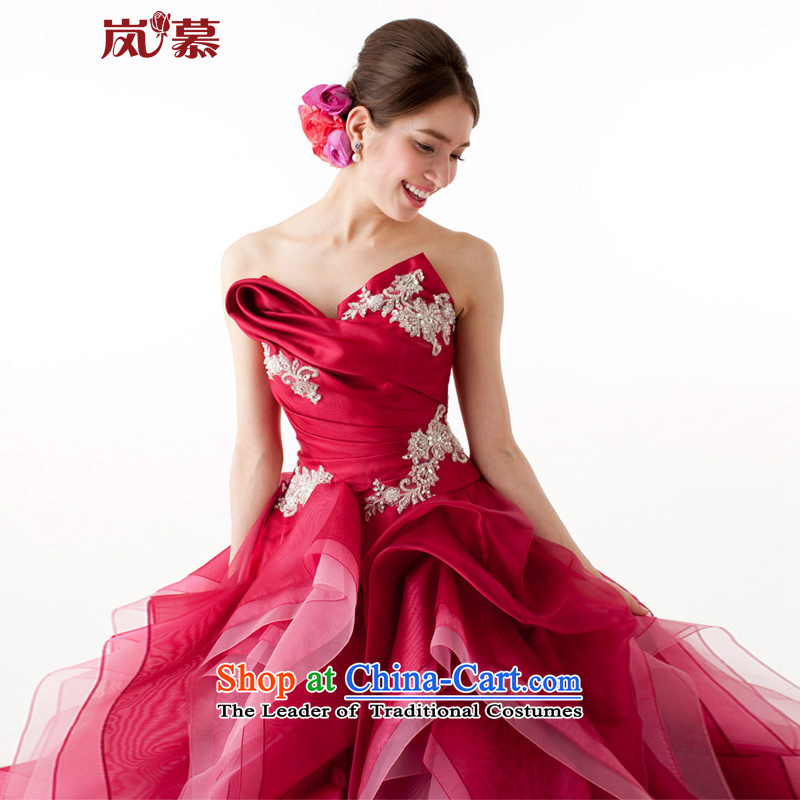 The sponsors of the original design of 2015 wrapped chest bon bon skirt multi-tier bridal dresses ceremony will dress as shown in dark red custom size, included the , , , shopping on the Internet
