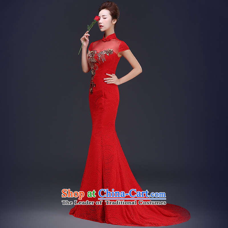 Beverly dress Ting 2015 new summer marriages crowsfoot bows to Korean style of Sau San graphics and slender banquet dress female red , L, Beverly (tingbeier ting) , , , shopping on the Internet