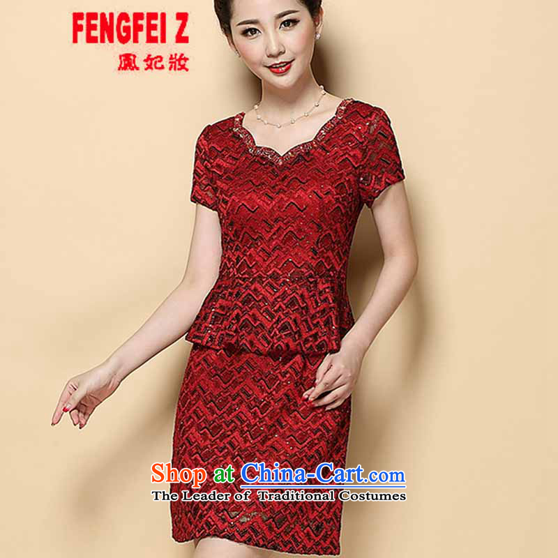 Feng Fei, Colombia15 2015 new summer mother Sau San short-sleeved dresses temperament leave two kits wedding-dress #6385 red XL, Fung Princess (FENGFEIZ cosmetics) , , , shopping on the Internet