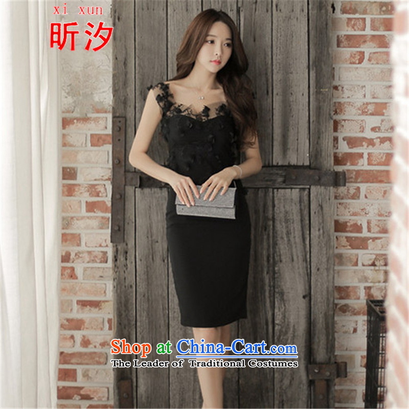 Xin Xi Zhi  &2015 new sexy beauty stitching Mesh embroidered dress banquet dress temperament package and dresses #769 Black (two kit) XL, Xin Xi Zhi Xun (xi) , , , shopping on the Internet