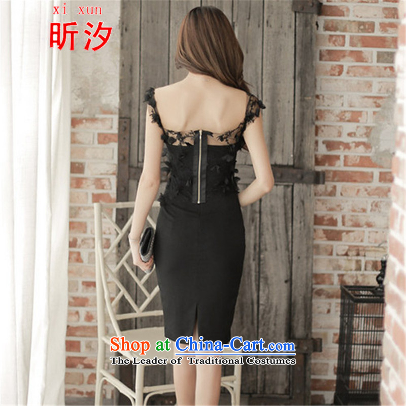 Xin Xi Zhi  &2015 new sexy beauty stitching Mesh embroidered dress banquet dress temperament package and dresses #769 Black (two kit) XL, Xin Xi Zhi Xun (xi) , , , shopping on the Internet