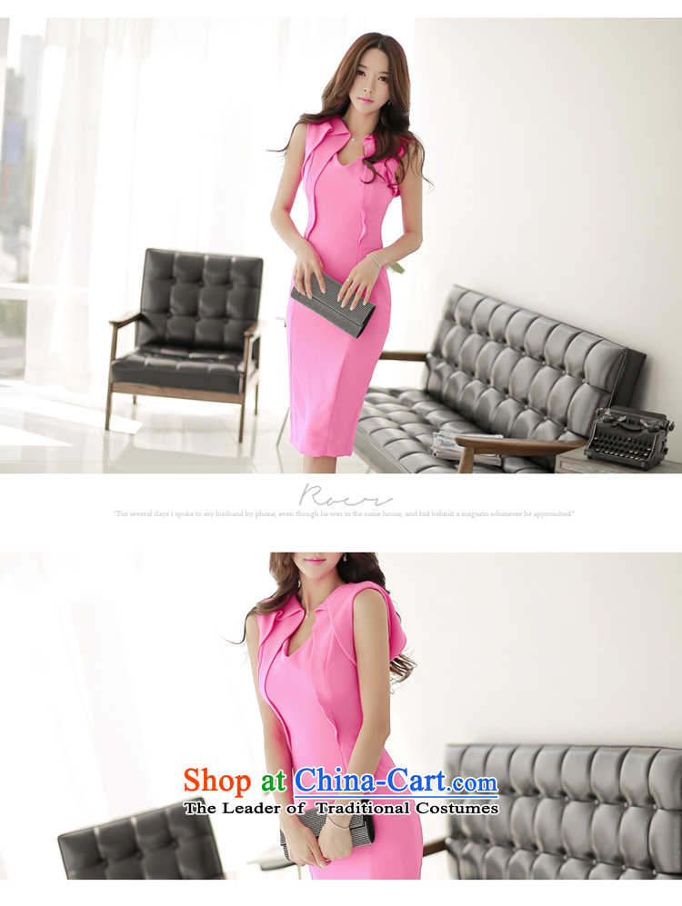 Xin Xi Zhi  &2015 new Korean women's fashion sense billowy flounces V-neck strain package and dresses small dress skirt #762 peach L picture, prices, brand platters! The elections are supplied in the national character of distribution, so action, buy now enjoy more preferential! As soon as possible.