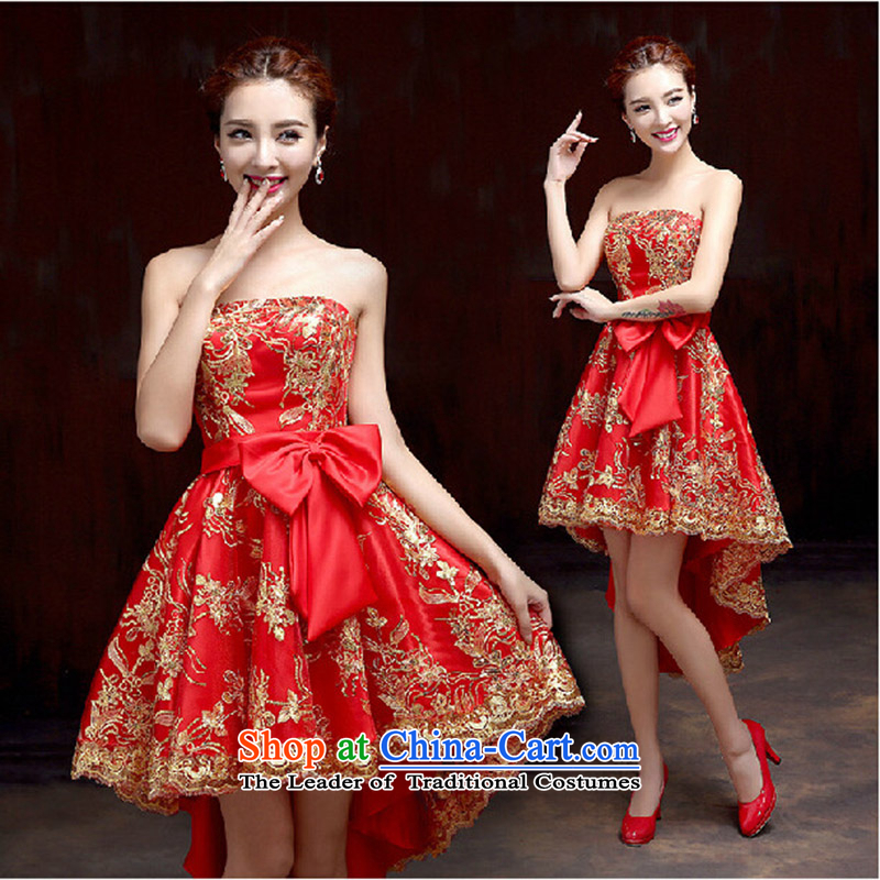 The new bride red dress before marriage dress after short legs frockcoat Sau San lace dress into wine red dress XXXL, love Su-lan , , , shopping on the Internet