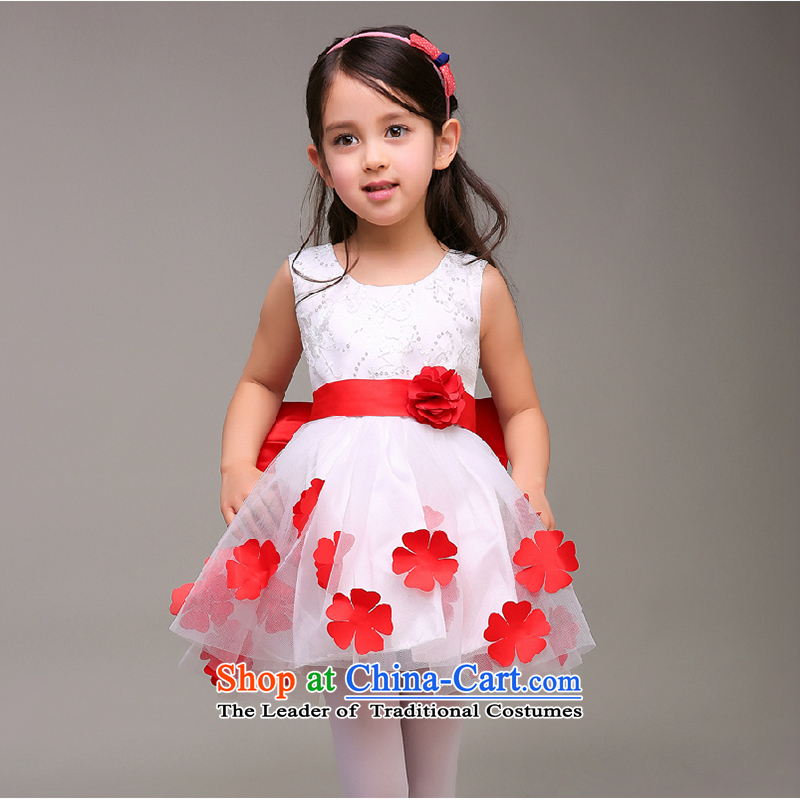 The first white into about 2015 children dress princess skirt girls show spring and summer evening dresses Flower Girls wedding dress dances bon bon white flowers 110cm, services white first into about shopping on the Internet has been pressed.