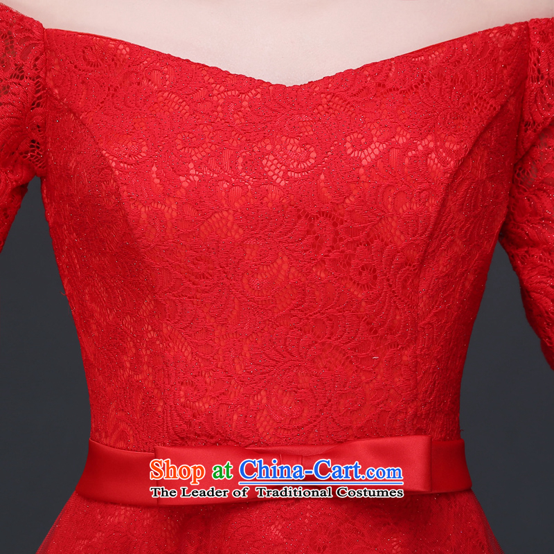 7 7 color tone 2015 New Red slotted shoulder marriages lace Korean bows wedding dresses L043 services tailored red (non-refundable) 7 7 Color Tone , , , shopping on the Internet