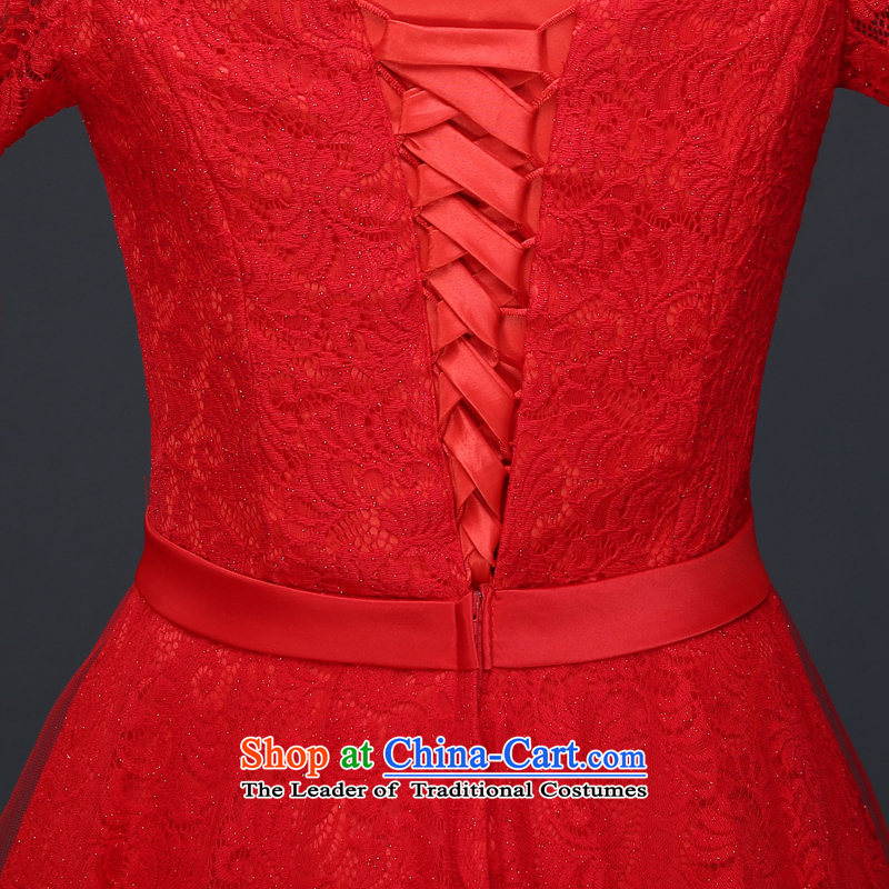 7 7 color tone 2015 New Red slotted shoulder marriages lace Korean bows wedding dresses L043 services tailored red (non-refundable) 7 7 Color Tone , , , shopping on the Internet