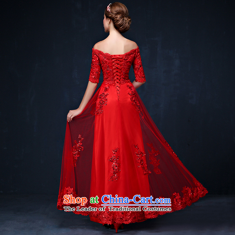 The bride dress bows services new spring and summer 2015 new lace a field in red sleeved video shoulder thin bride long service RED M waistline bows 2.1), Mrs Alexa Lam Roundup , , , shopping on the Internet