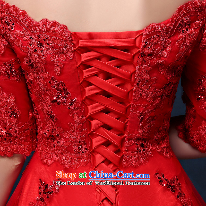 The bride dress bows services new spring and summer 2015 new lace a field in red sleeved video shoulder thin bride long service RED M waistline bows 2.1), Mrs Alexa Lam Roundup , , , shopping on the Internet