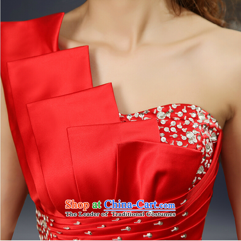 Yong-yeon and bride services 2015 Summer bows New Evening Dress Short of red banquet Sau San dress shoulder bridesmaid to serve short skirts of the red color of the made-to-size is not a replacement for, Yong-yeon and shopping on the Internet has been pressed.
