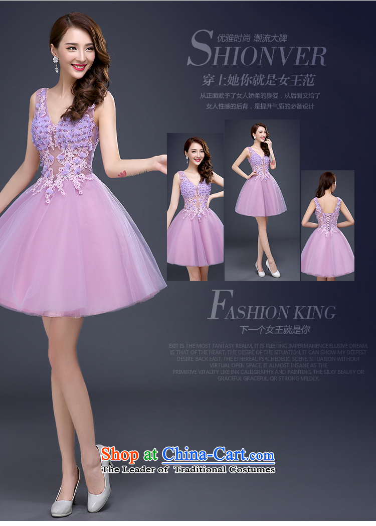 The new wedding dresses banquet small skirt bridesmaid to lace Korean short, Ms. evening dresses toner purple bridesmaids V-Neck bride fluoroscopy back dinner White XL Photo, prices, brand platters! The elections are supplied in the national character of distribution, so action, buy now enjoy more preferential! As soon as possible.