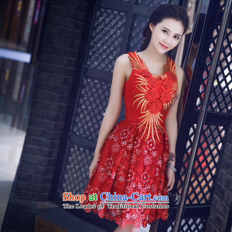 Love of the life of the new 2015 Summer retro embroidery Foutune of video thin straps lace a small shoulder dress brides field bows to the skirt red XS, love of the overcharged shopping on the Internet has been pressed.