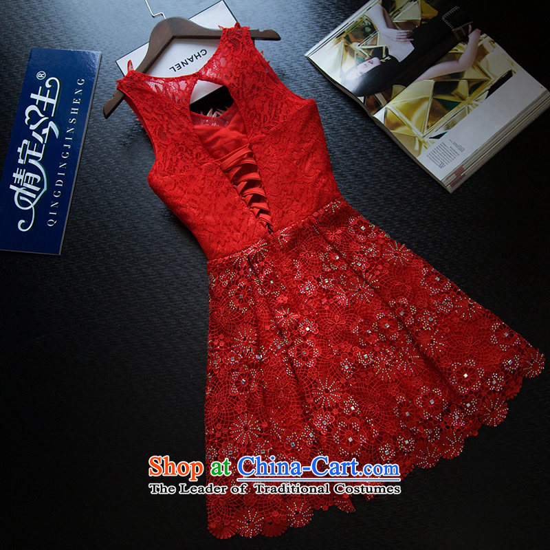 Love of the life of the new 2015 Summer retro embroidery Foutune of video thin straps lace a small shoulder dress brides field bows to the skirt red XS, love of the overcharged shopping on the Internet has been pressed.