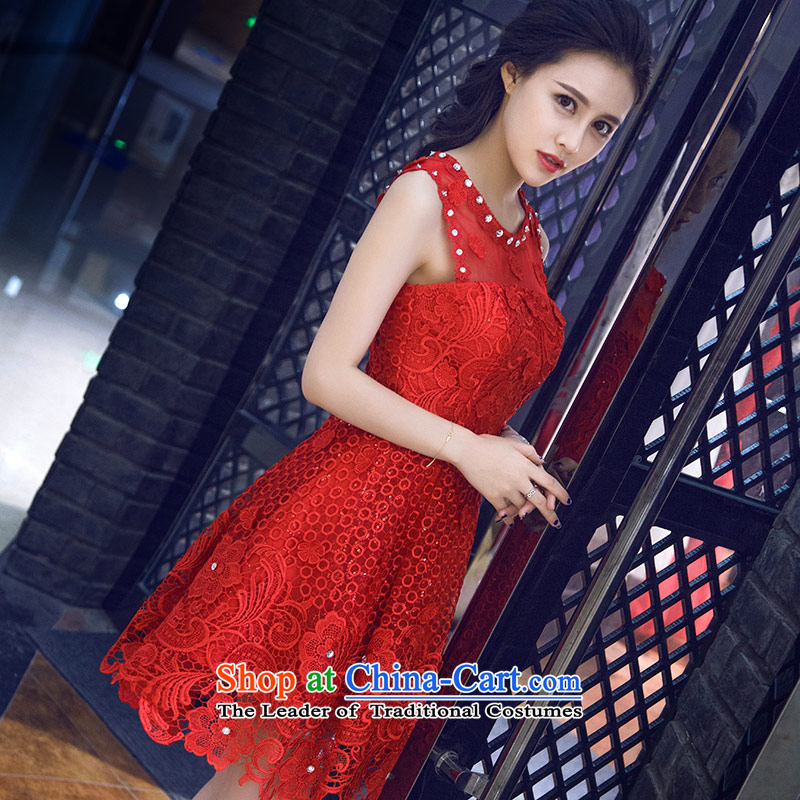 Love of the life of the new Word 2015 Summer Korean upscale shoulder red lace diamond round-neck collar sweet bride dress red XS, love of the overcharged shopping on the Internet has been pressed.