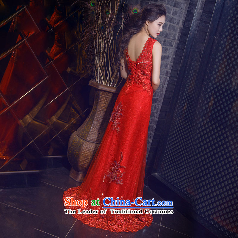 Love of the life of the new 2015 stylish V-Neck Crowsfoot Sau San video thin upscale banqueting evening dresses large red long skirt wedding dress red S love of the overcharged shopping on the Internet has been pressed.