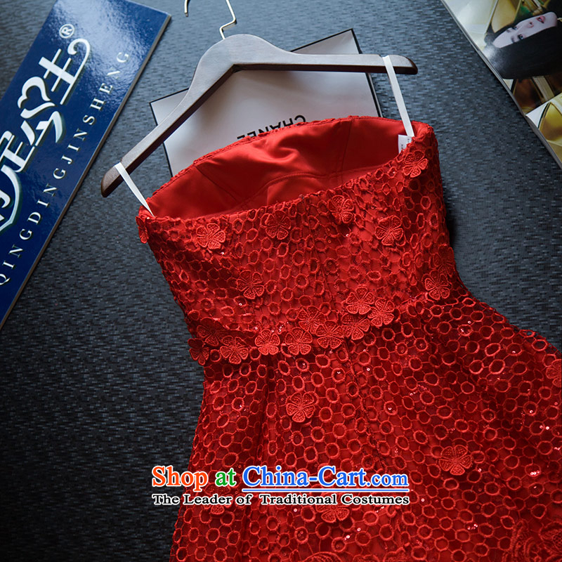 Love of the life of the new 2015 Korean sweet anointed chest lace zip short) and Laptop red bride bows small dining serving dress red XXXL, love of the overcharged shopping on the Internet has been pressed.